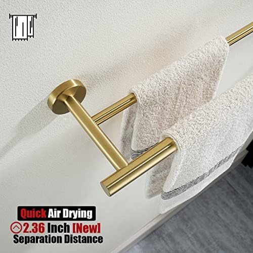 JQK Double Towel Bar 27 Inch, Brass Gold Useable Length 24 Inch 304 Stainless Steel Thicken 0.8mm Bath Towel Rack for Bathroom, Towel Holder Wall Mount 2 Pack, TB100L24-BG-P2 - Image 6