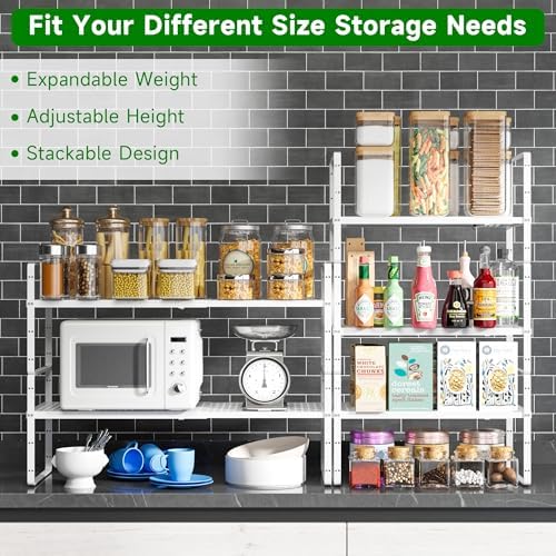 Expandable Kitchen Storage Shelves, 16.5"-27" L x 10.2" W - Image 3