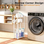 Freestanding Toilet Paper Holder Stand with Hooks & Storage:Large Capacity - Image 3