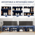 47.2" Storage Bench - Entryway Shoe Bench with Side Storage Shelves and 4 Doors, Multifunctional Entryway Bench with Lift Top Cushion, Shoe Storage Bench for Bedroom, Living Room, Navy Blue - Image 4