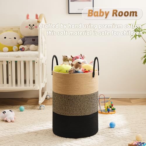 Artfeel Laundry Basket,Woven Cotton Rope Laundry Hamper,100L for Decorative Storage of Dirty Clothes,Toys and Blankets in Bathroom,Bedroom and Living Room - Image 3