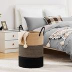Fiona's magic Woven Laundry Hamper, 100L Tall Blanket Storage-Brown&Black - Image 6