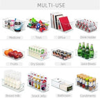 Hudgan 8 PACK Stackable Pantry Organizer Bins (3 Size) - Clear Fridge Organizer for Kitchen, Freezer, Refrigerator, Cabinet - Plastic Storage Container with Handle for Home - Image 4