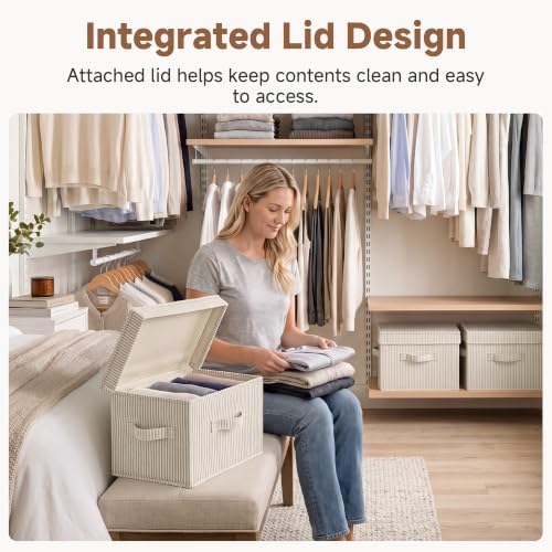 StorageWorks Fabric Storage Bins with Lids, Closet Storage Bins - Image 5