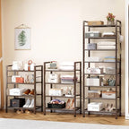 usikey 8 Tiers Narrow Shoe Rack 16-24 Pairs, Sturdy Metal Tall Shoe Rack with 4 Hooks, Slim Shoe Storage Organizer with Metal Shelf, Space Saving Vertical Shoe Shelf for Closet Entryway, Bronze - Image 4