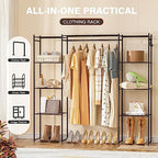 Neprock Portable Closet Wardrobe, Metal Clothing Rack with 8 Shelves & 1 Hang Rod, Free Standing Closet Rack for Hanging Clothes Closet Organizers and Storage, 63"*63"*12", Black - Image 4