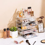 Sorbus Makeup Organizer, 7-Drawer Acrylic 2-Piece Set (Clear) - Image 6