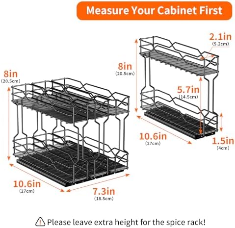 RCHYFEED Pull Out Spice Rack Organizer for Cabinet,2.1 Wx10.5 Dx8 H,3 Pack - Image 2
