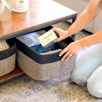 NaturalCozy Storage Baskets 16.8”x13”x7.6” Cotton Rope Woven Baskets for Organizing 3-Pack | Toy Storage Bins | Basket for Shelves, Laundry, Blanket, Clothes, Closet, Kitchen, Bathroom, Gifts - Image 3