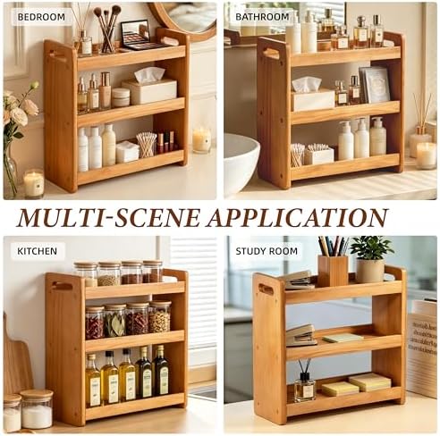 Bathroom Counter Organizer, 3 Tier Bathroom Countertop Organizer, Bathroom Counter Shelf, Wooden Makeup Organizers Countertop, Bathroom Vanity Organizers and Storage for Bedroom, Gifts - Image 6