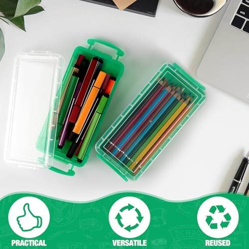Gueevin 24 Pcs Pencil Box Clear Plastic Pencil Case, Green - Image 4