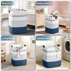 Laundry Hamper, 85L Tall Laundry Basket with Leather Handles, Rectangle Large Clothes Hamper for Organizing, Cotton Woven Laundry Baskets Storage Hampers for Bedroom, Nursery, Living Room - Image 5