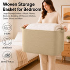 OIASKET 118L Extra Large Blanket Basket Living Room, 24.8"x17.7"x16.2" - Image 4