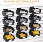 INCLY 12 Pack Slatwall Bins with Hooks, Plastic Slatwall Accessories Bins - Image 5