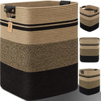 Laundry Hamper, Cotton Rope Laundry Basket with Leather Handles, 25.1-Gallon/95 L Large Clothes Hampers for Laundry, Woven Laundry Baskets for Blankets, Clothing, Bedroom, Living Room, Nursery by ARATECHOME