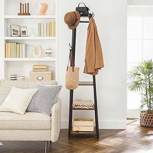 VASAGLE Coat Rack Freestanding, Hall Tree with 4 Shelves - Image 4
