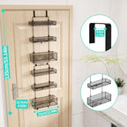 HapiRm Over Door Organizer Storage - Separable Door Organizer Hanging with 6 Metal Large Capacity Baskets for Bathroom Bedroom Kitchen Pantry Closet (Black) - Image 3