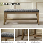 VKNOW Entryway Bench, Storage Shoe Bench with Rubberwood Legs, Black - Image 5