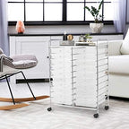 Giantex Storage Drawer Carts, 20-Drawer Organizer, Utility Cart on Wheels, Semi-Transparent Multipurpose Cart for Home Office School Supplies Tools Scrapbook Paper - Image 4