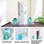 Glass Skull Book Ends for Shelves with Green Crystal Skulls - Image 4