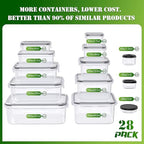 56 PCS Food Storage Containers with Lids Airtight (28 Boxes - 28 Lids) - Image 2