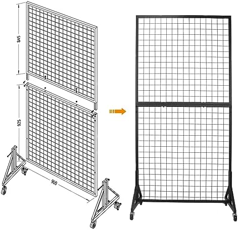 NectaCol 2 Packs 3'x 6' Two-Double Gridwall Panel Display Racks with Sturdy T-Base, Black Grid Wall Panels Display Stand, Display Rack Craft Show, Art Display Stand - Image 5