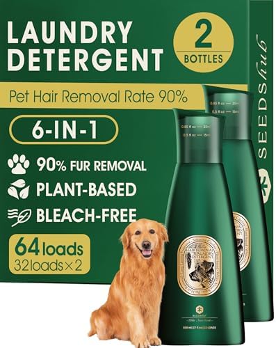 Pet Hair Remover for Laundry, Repels Up to 90% Fur, 2 x 27 fl oz, 64 Loads by Seedshub