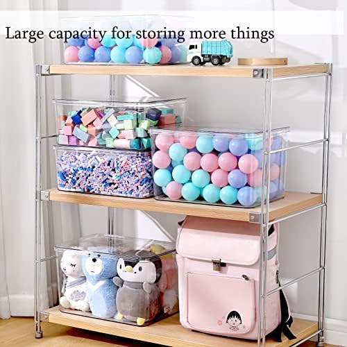 Storage Boxes, 5 Packs Transparent Food Organizer, Stackable Lidded Storage Bins (3 XL + 2M) - Image 2