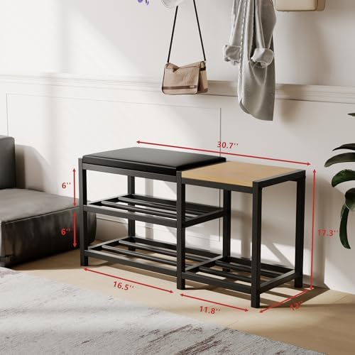 Shoe Bench with Shoe Rack,Shoe Rack for Entryway,Supports 570 lbs - Image 2