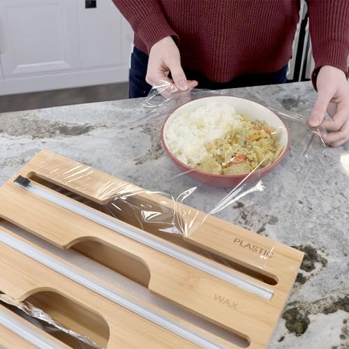 Bamboo 3-in-1 Wrap Dispenser with Cutter - 13" Rolls - 1 Unit - Image 2