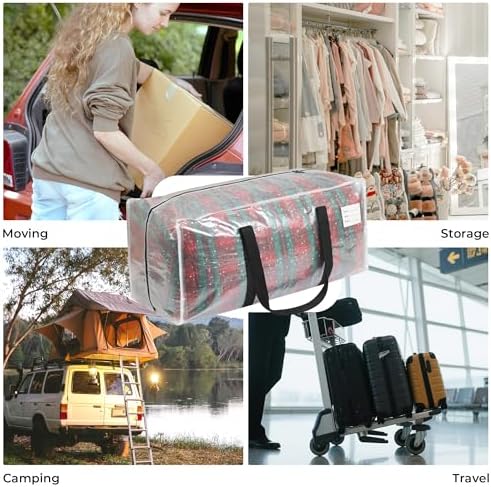 VTSVTS 8 Pack Extra Heavy Duty Large Moving Bags with Comfortable Handle & Strong Zipper,Storage Totes for Space Saving Moving Storage College Supplies Alternative to Moving Box,Clear - Image 6