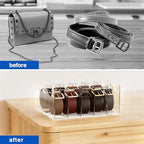 Large Acrylic Belt Organizer, Clear 10 Compartments Storage with Dust Cover, Display Holder - Image 3