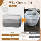 Baskets for Organizing,Storage Baskets,3 Pack Baskets for Shelfves,15"×10"×9" Woven Grey Basket,toy storage bins,bins for organization - Image 5