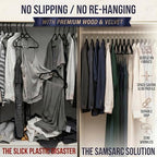 Wooden Hangers, 20 Pack, Non-Slip Velvet for Pants, Coats (Black) - Image 3