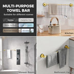 Adjustable Suction Cup Towel Bar for Bathroom Wall,17Inch~29 Inch Towel Racks for Bathroom,Stainless Steel Bath Towel Holder for Shower,2 Pack(Brushed Gold) - Image 5