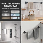 Adjustable Suction Cup Towel Bar for Bathroom Wall,14.6Inch~24 Inch Towel Racks for Bathroom,Stainless Steel Bath Towel Holder for Shower,2 Pack(Matte Black) - Image 5