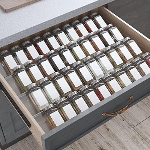 Antimbee Spice Drawer Organizer, 4 Tier- 8 Pack Kitchen Spice Rack Tray for Drawer, Expandable From 13" to 26" Acrylic Seasoning Organizer Rack Holds up 56 Spice Jars (Jars not Include) by Antimbee