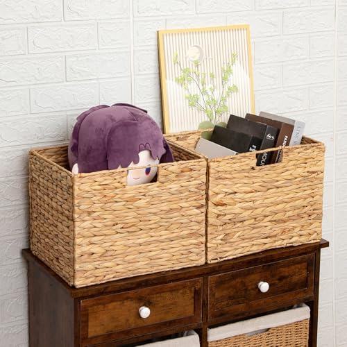 Storage Baskets，Wicker Baskets,Hyacinth Basket For Shelf,Folding 2 Packs Handmade Woven, Seagrass Baskets,Shelf Baskets For Storage Toys Books And Clothes and Other What You Want - Image 5
