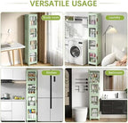 VECELO 4-Tier Narrow Storage Cabinet with Wheels, Light Green - Image 6