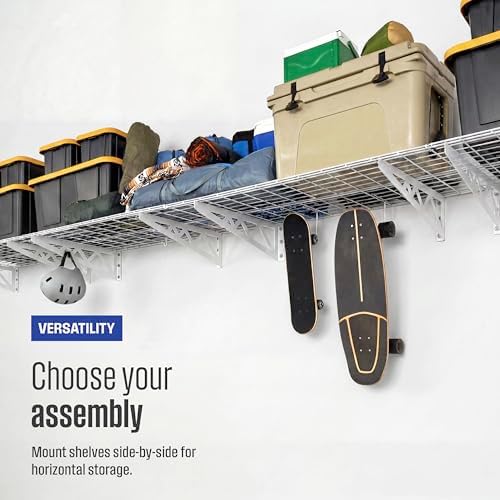 SafeRacks Steel Garage Wall Shelves 4-Pk w/Hooks, 500lb, White (24x48) - Image 6