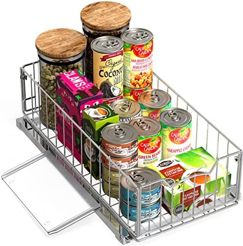 Simple Houseware Pull-Out Cabinet Sliding Basket, 17.2Dx9.7Wx5H, Chrome - Image 7