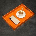 KEVLANG Orange Sturdy Acrylic Serving Tray with Handles-10x15Inch-Serving Coffee,Food,Breakfast,Butler-Kitchen Countertop Tray-Makeup Drawer Organizer-Vanity Table,Ottoman Tray-Decorative Tray - Image 6