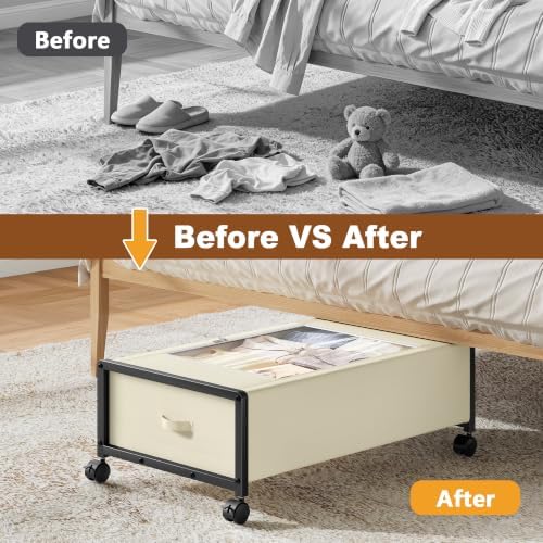 Hoctieon 70L Under Bed Storage with Wheels, 2-Pack Rolling Containers with Clear Lids, Underbed Organizer for Clothes, Shoes, Blankets, Ideal for Bedroom and Dorm Room Use(30" L x 16.5" W x 10.2" H) - Image 7
