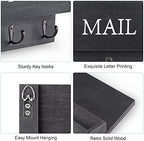DLQuarts Solid Wood Mail Organizer with Key Holder for Wall, Mail Sorter Wall Mounted, Decorative Wooden Key and Mail Holder with 3 Hooks, Matte Black - Image 4