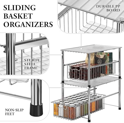 Simple Houseware Chrome Metal Stackable Storage Rack, 16.75 in L x 10.8 in W x 10.25 in H - Image 4