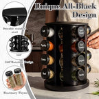 Yungyan Black Rotating Spice Rack with 16 Empty Jars and Labels - Image 5