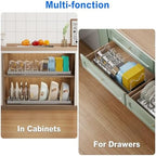 Mustorn 2 Pack Pots and Pans Organizer Under Cabinet, 22" Expandable Food Storage Container Lid Organizers with 9 Adjustable Dividers Pot and Pan Lid Holders Rack Inside Cabinet/Countertop(Gray) - Image 3