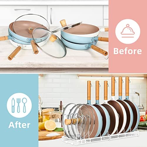 ROOHUA Pot and Pan Lid Organizer Rack for Under Cabinet, 12"-23" Expandable - Image 3