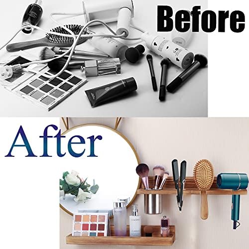 MRPAPA Hair Tool Organizer Wall Mount 2 Layer Wooden Blow Dryer Holder - Image 3