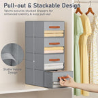 DIMJ Closet Organizers and Storage - Pull-out Fabric Bins with Drawers for Closet Foldable Clothes Organizers with Clear Window, Stackable Storage Drawers for Bedroom,Living Room,Shelf,6-Pack, Grey - Image 3